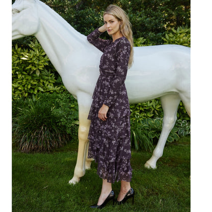 Aurora Wine Floral Dress