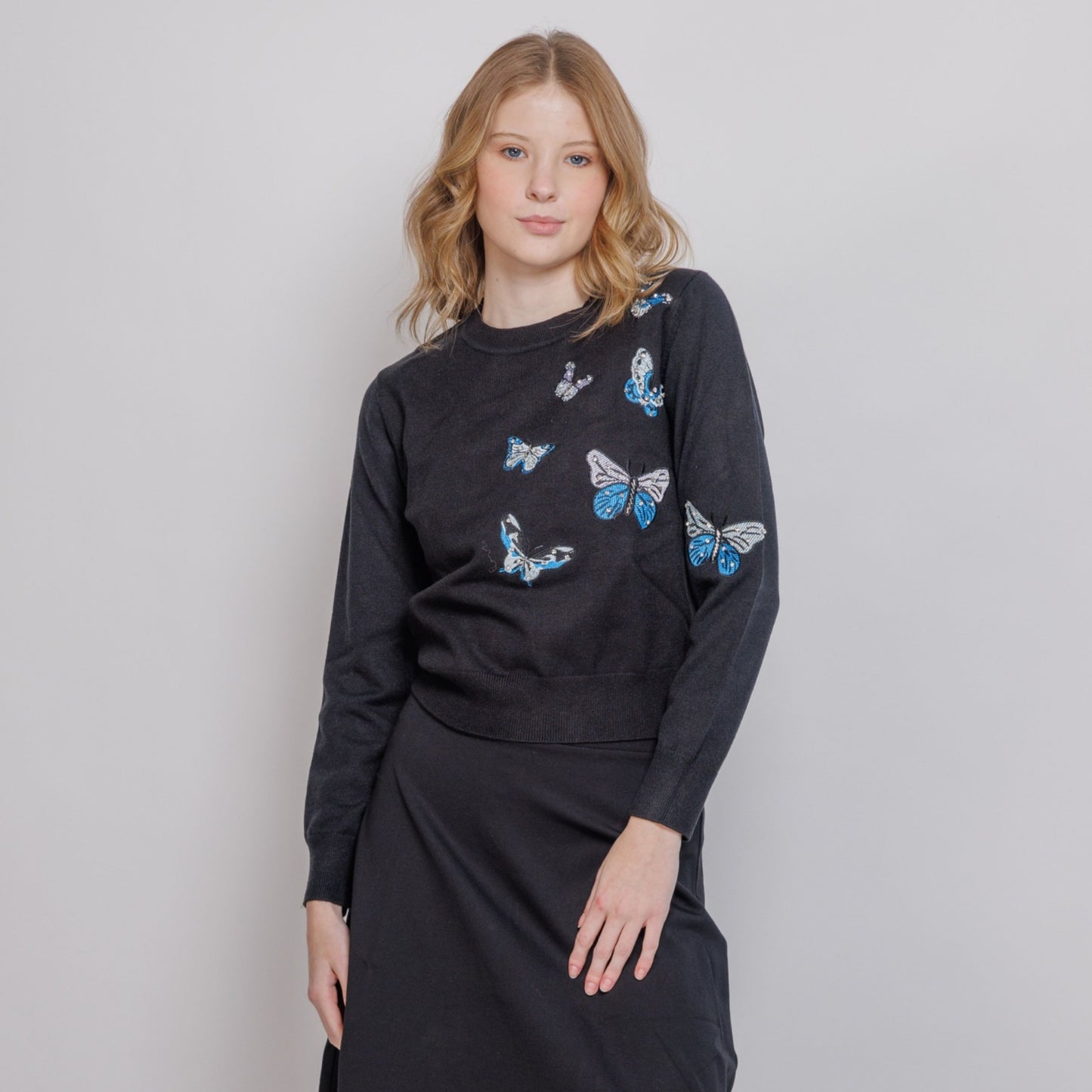 Butterfly Applique Sweater - The Mimi Boutique