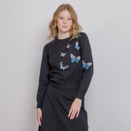 Butterfly Applique Sweater - The Mimi Boutique