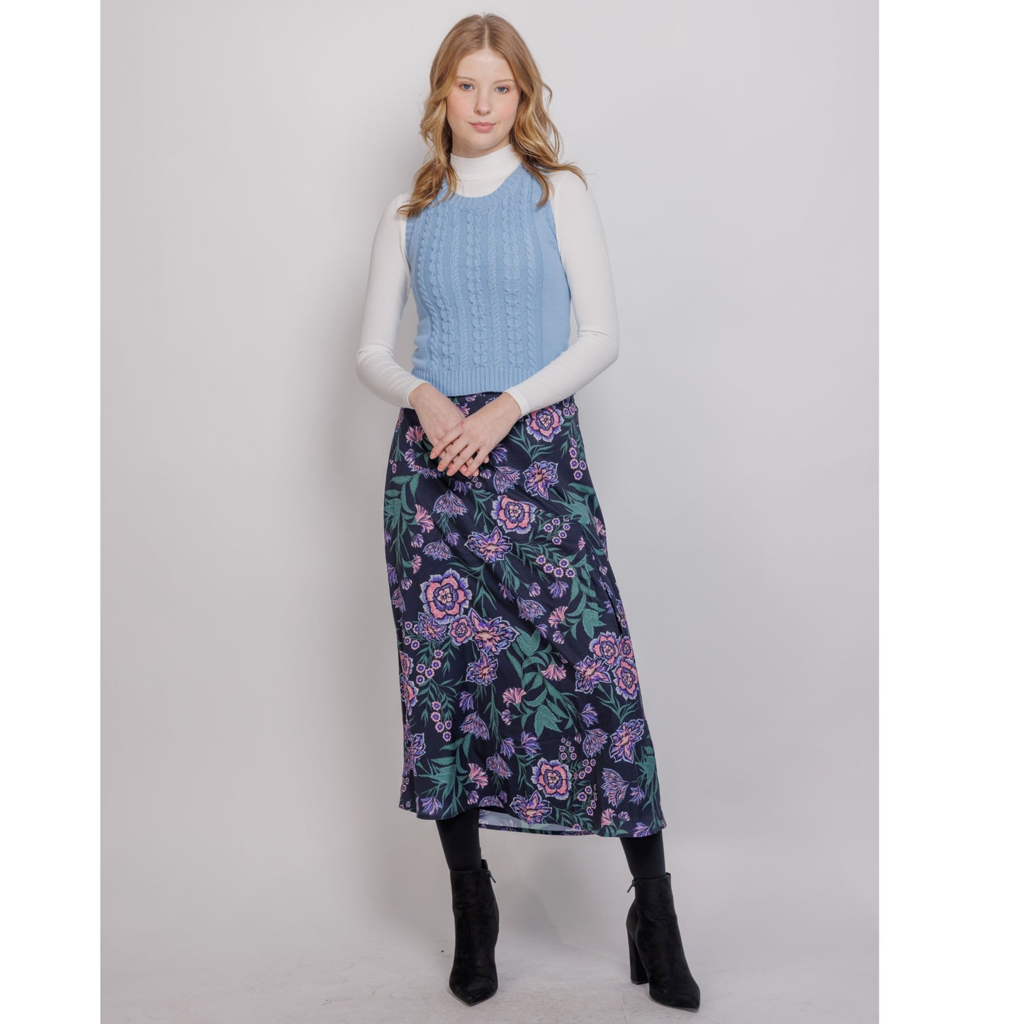 Floral Angle Seam Skirt - The Mimi Boutique