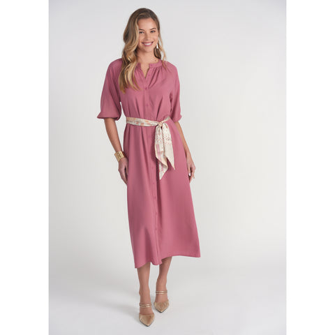 Bandana Waist Cotton Dress Summer Rose