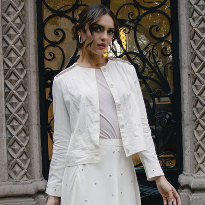 Metallic Bloom Jacket White