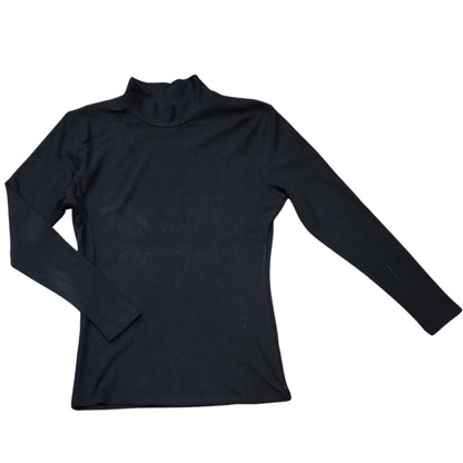 Black Microribbed Mock Neck