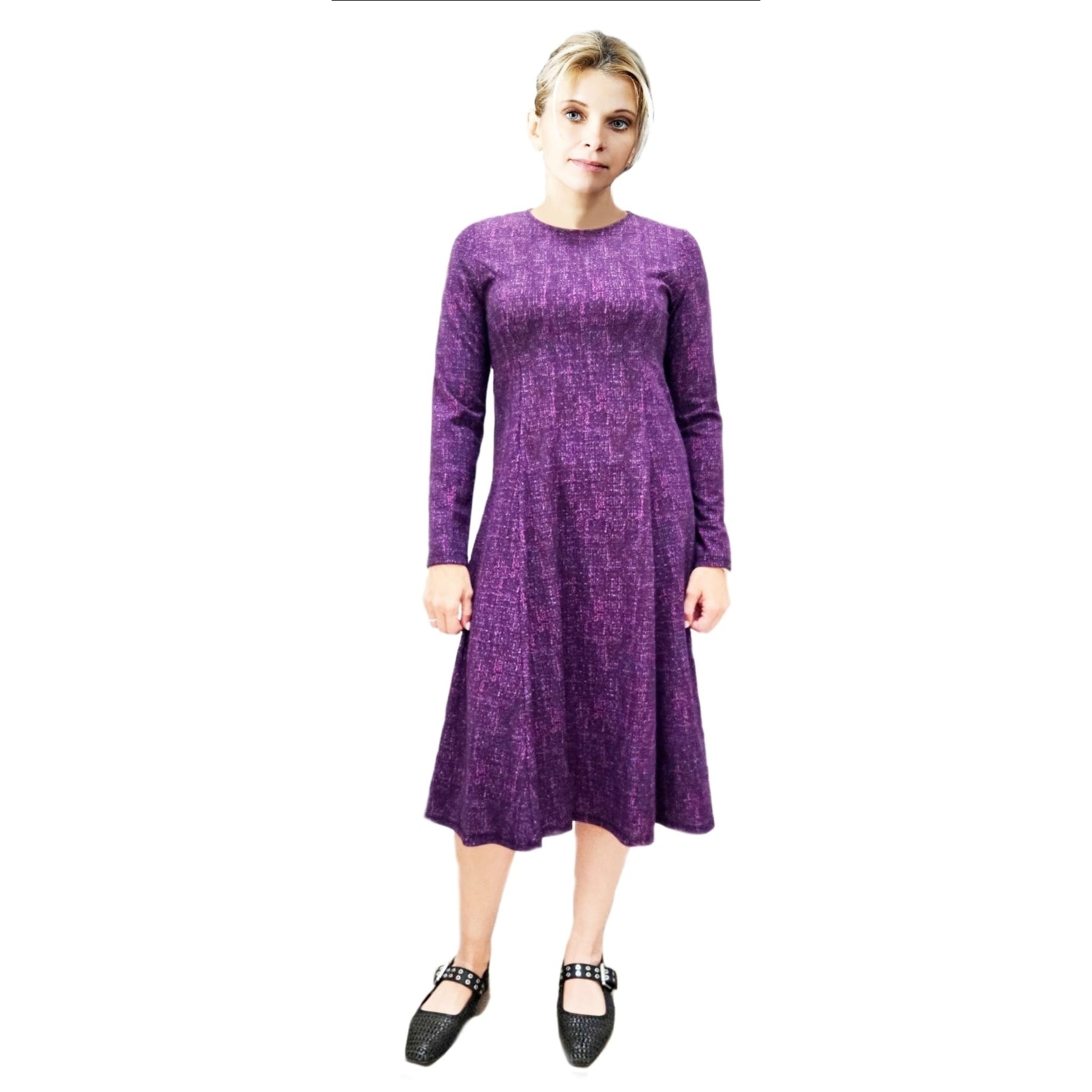 Purple Fit N Flare Print Dress Purple Fit N Flare Print Dress