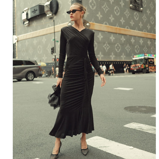 Valerie Midi Dress Black Adina LV