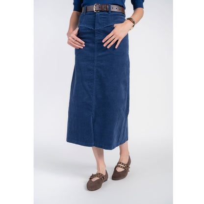 Fray Detail Corduroy Skirt London Blue Adina LV