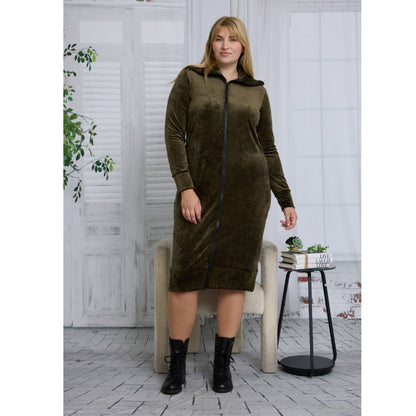 Connie Velour Dress Olive - The Mimi Boutique
