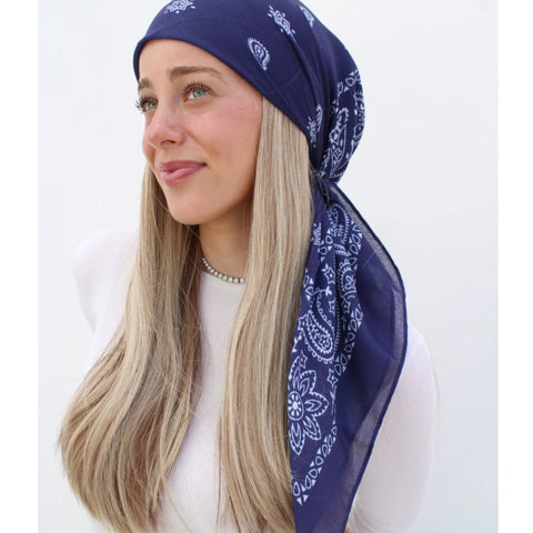 Navy Paisley Headscarf SB (More Styles)