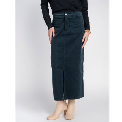 Pocket Midi Skirt Teal Corduroy Adina LV