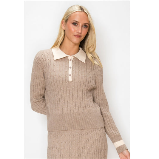 Oatmeal Polo Sweater Yal