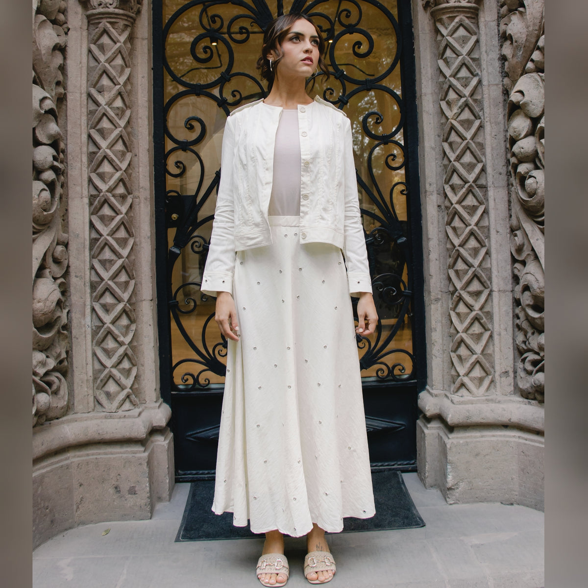 Metallic Bloom Jacket White