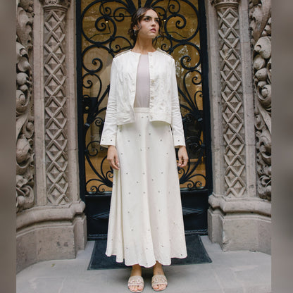 Metallic Bloom Jacket White