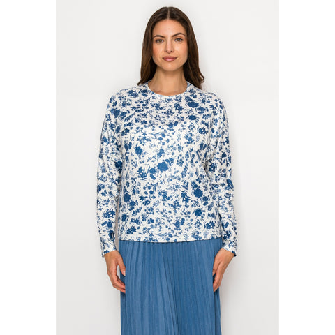 Plus Blue Floral Dolman Tee