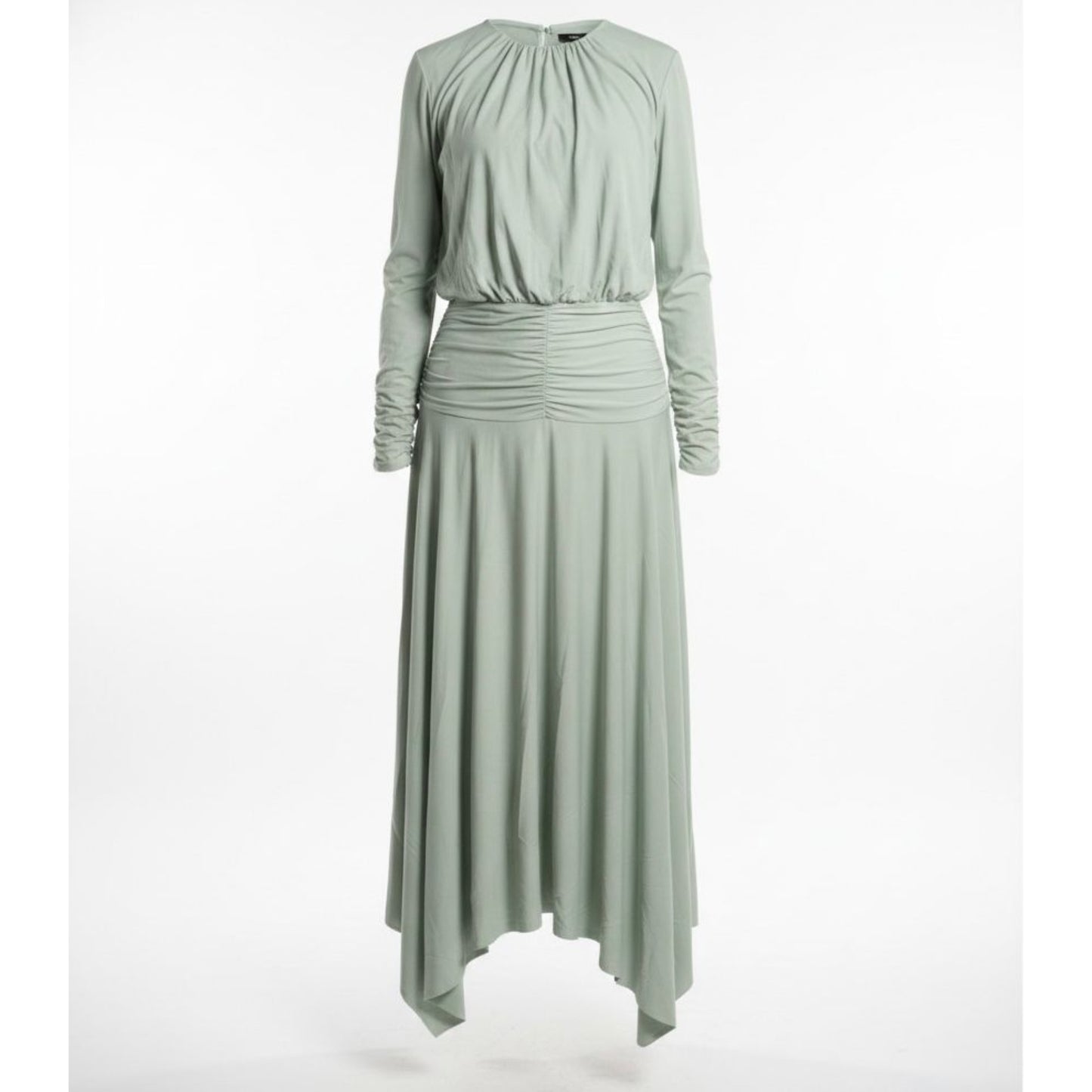 Ruched Waist Sage Dress Nina - The Mimi Boutique