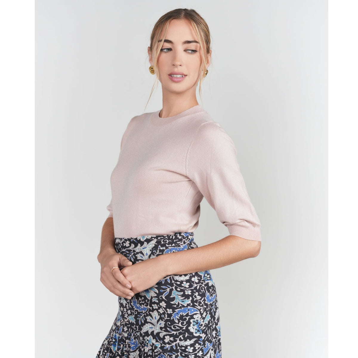 Pink 3/4 Sleeve Sweater Adina LV - The Mimi Boutique