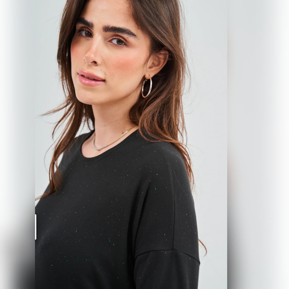 Speckled Black Dalia Basic Top DF