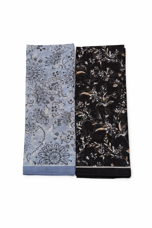 Floral Cotton Bandana Open Headscarf  Revaz