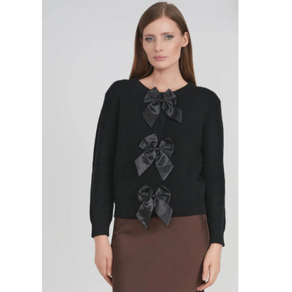Bow Cardigan Black - The Mimi Boutique