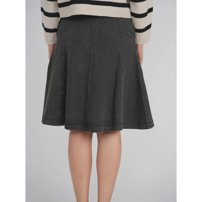 Black Denim Panel Skirt