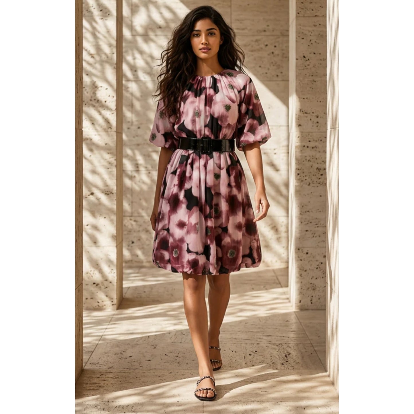 Shimmer Floral Print Bubble Dress Touch