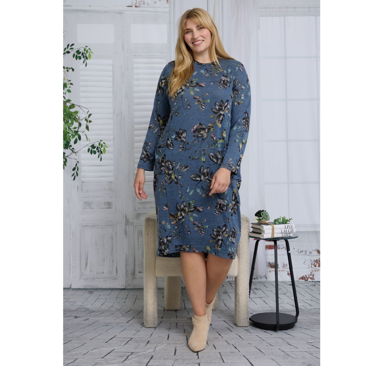 Alice Dress Denim Floral