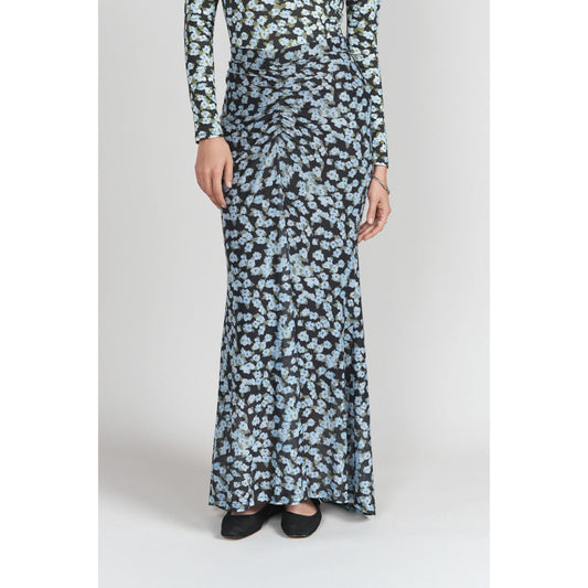 Ruched Front Skirt Blue Floral Adina LV - The Mimi Boutique