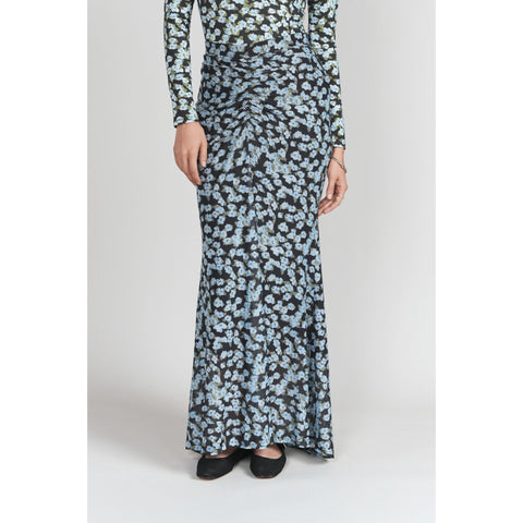 Ruched Front Skirt Blue Floral Adina LV
