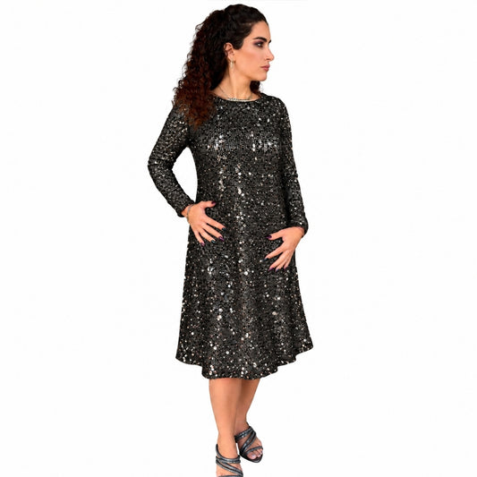Black Mesh Sequin Dress