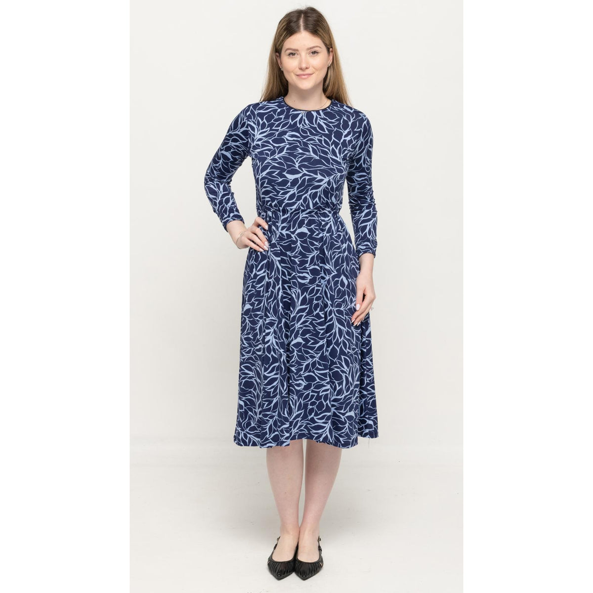 Everything Dress Blue Leaves