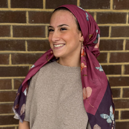 Butterfly Border Pre-Tied Scarf Atifa