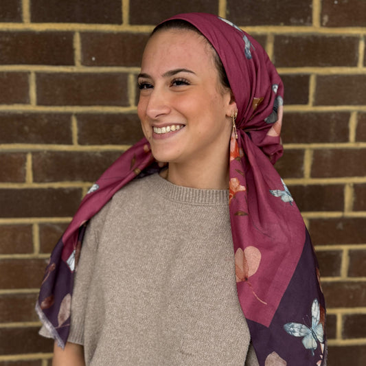 Butterfly Border Pre-Tied Scarf Atifa