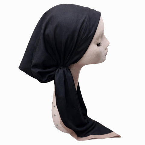 Solid Border Black Headscarf Itsyounique