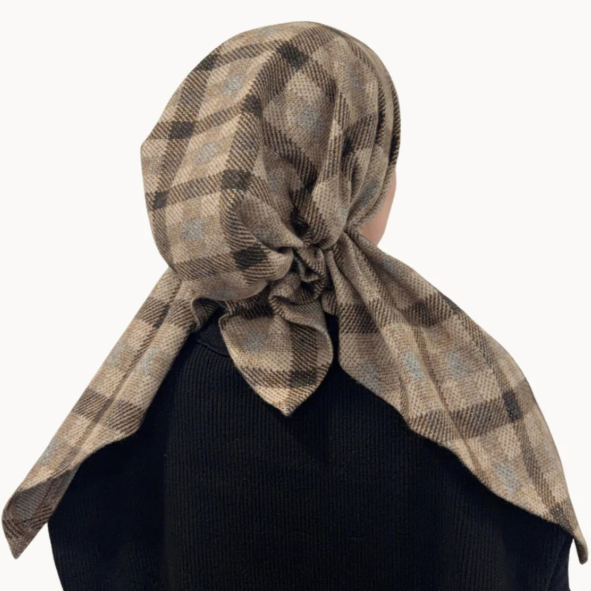 Golden Sparkle Plaid Knit Pre-tied Scarf Valeri - The Mimi Boutique