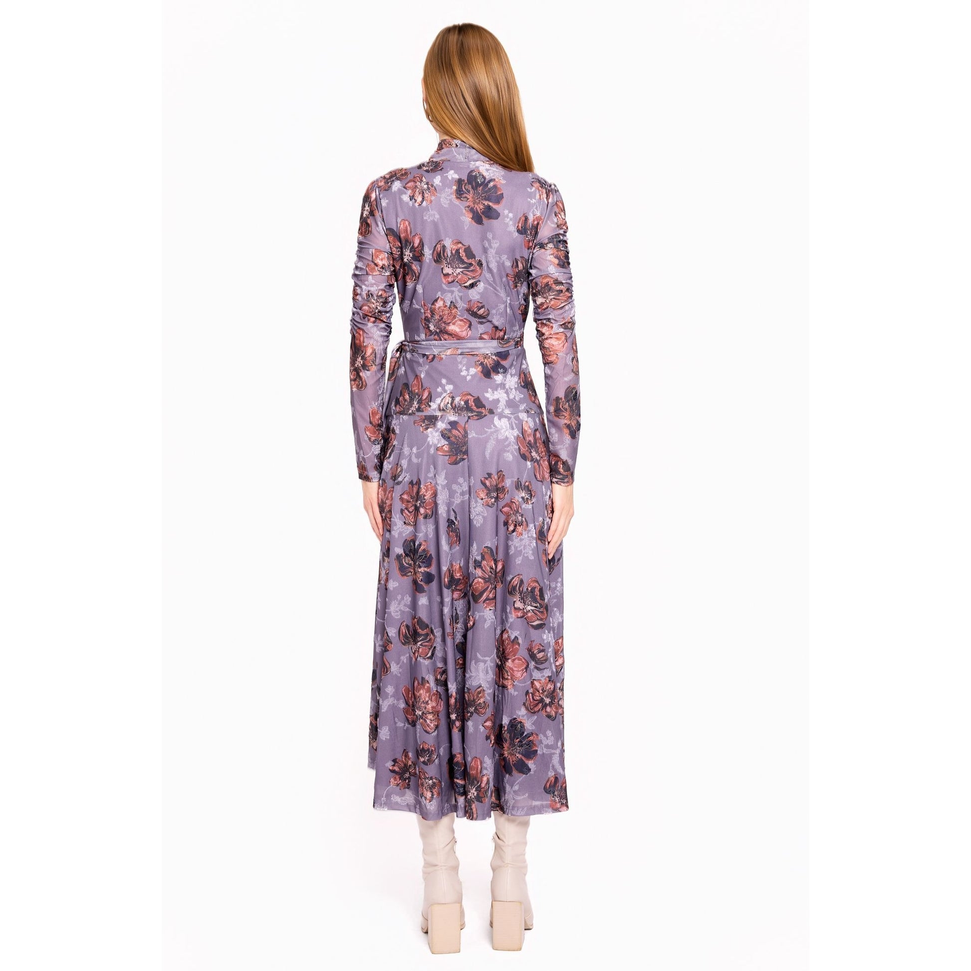 Purple Floral Wrap Dress - The Mimi Boutique