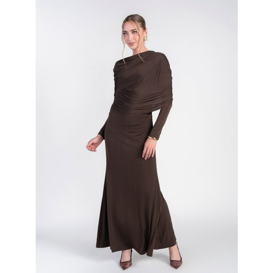 Cape Evening Gown Chocolate Adina LV