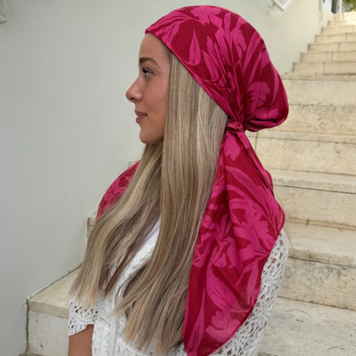 Hot Pink Hibiscus Headscarf SB