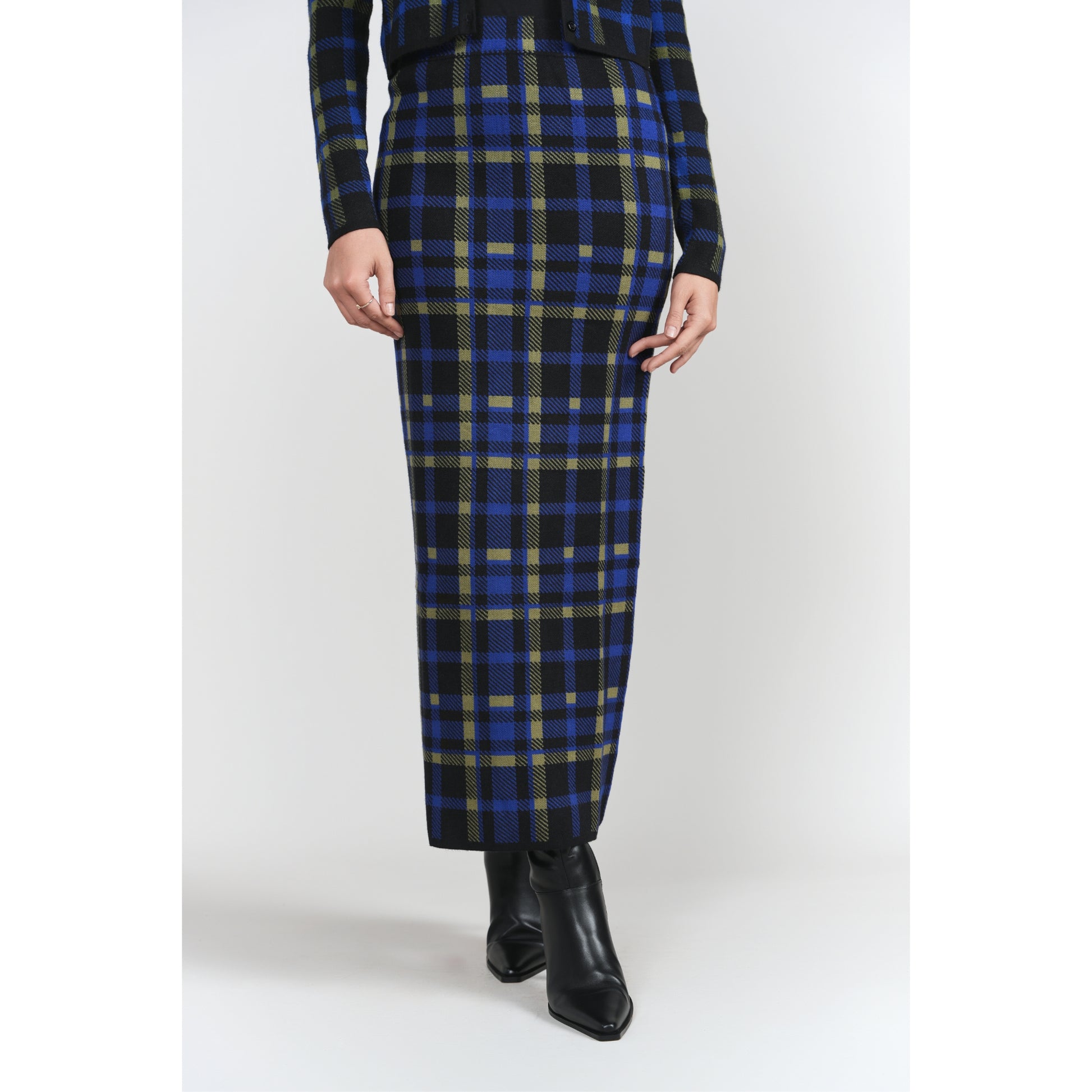 Jacquard Knit Plaid Skirt Adina LV - The Mimi Boutique