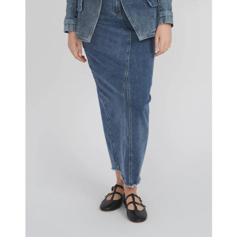 Blue Denim Maxi Skirt