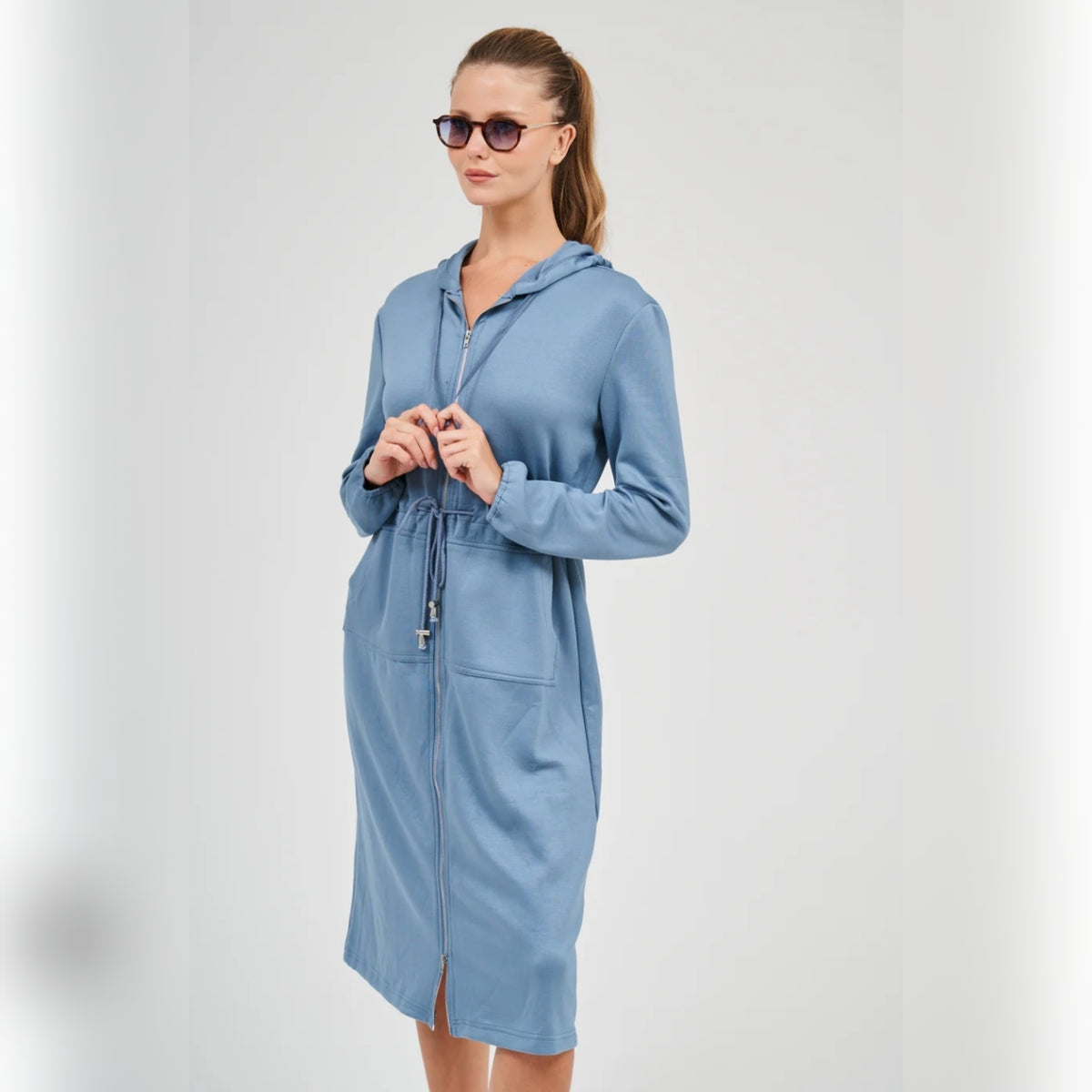 Midi Length Hoodie Dress Cloud DF - The Mimi Boutique