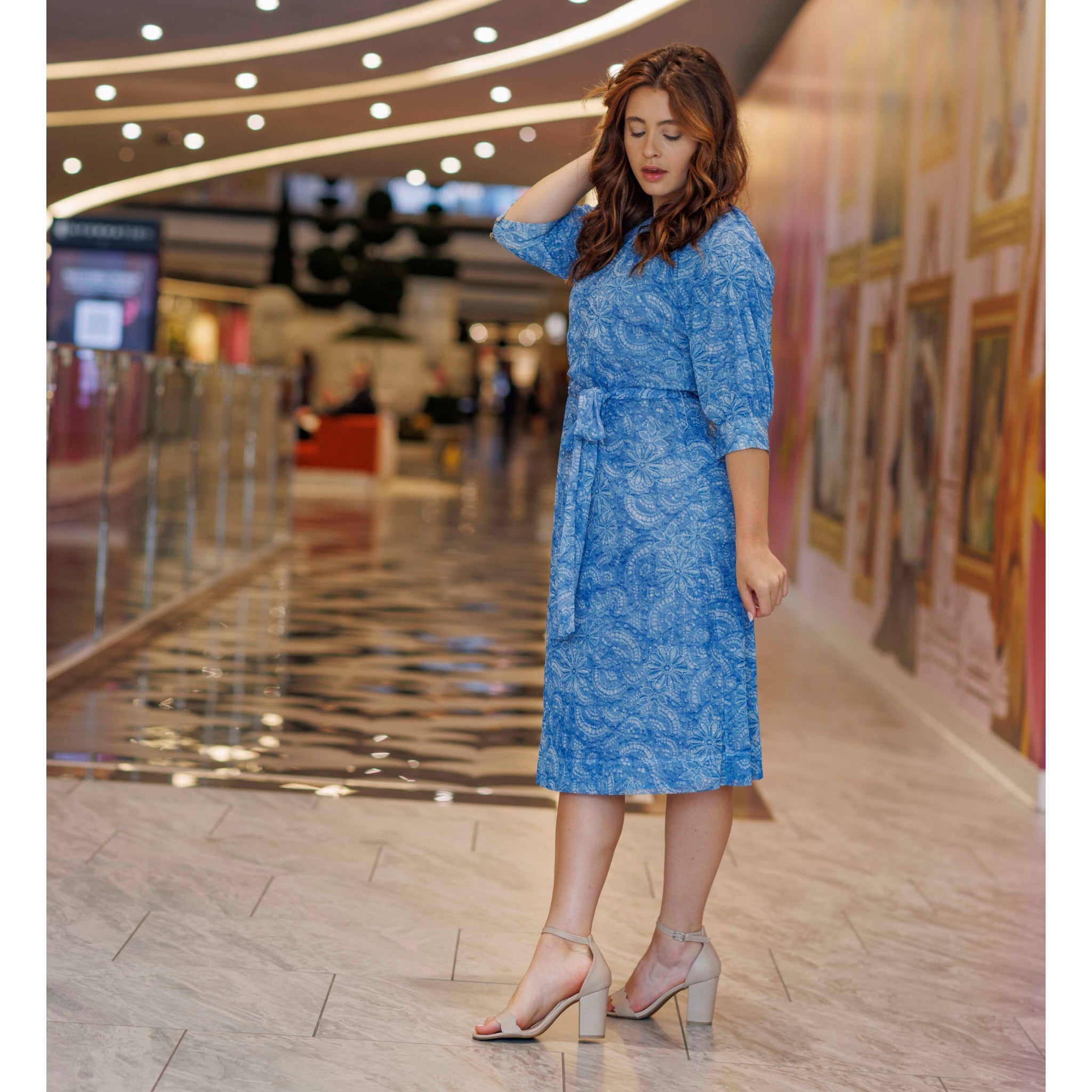Mesh Lace Print Dress – The Mimi Boutique
