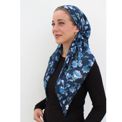Royal Blue Florals Headscarf SB