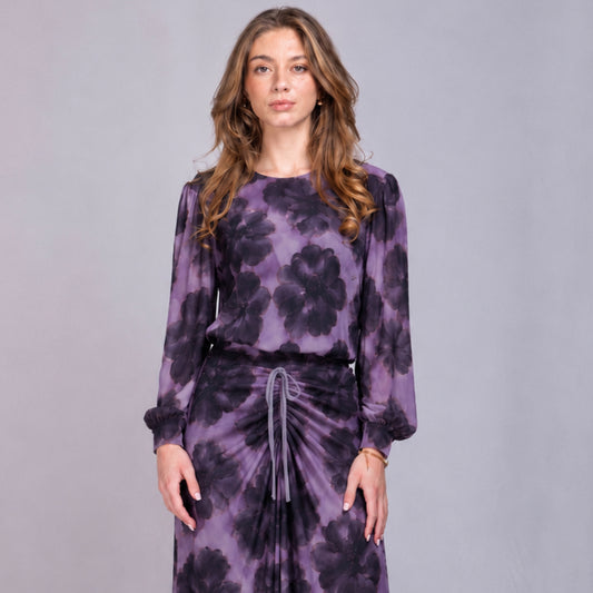 Plum Mesh Animal Top