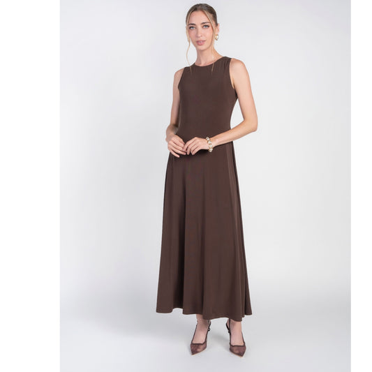 Chocolate Sleeveless Jersey Dress Adina LV