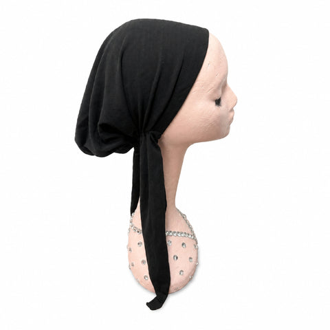 Short Tail Black Pre-Tied Scarf Atifa
