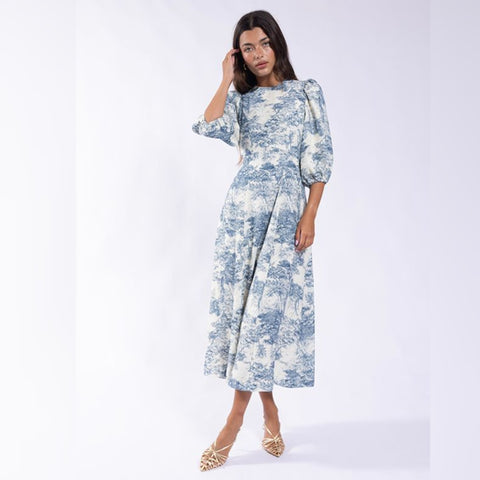 Blue Toile Empire Waist Dress
