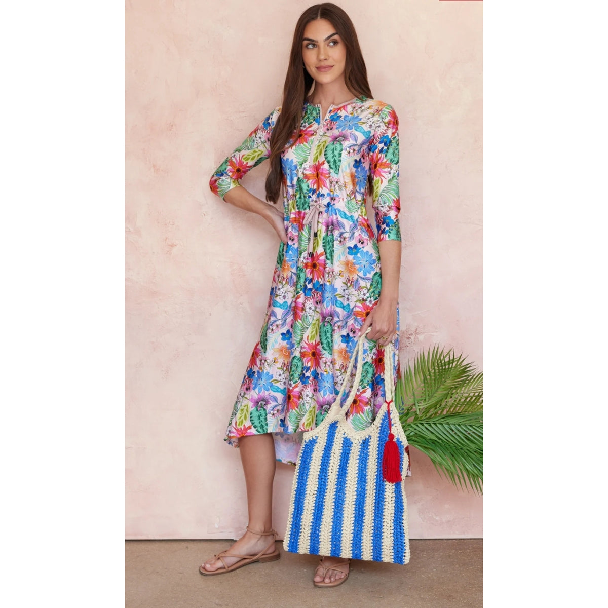 Hannah High Low Swim Dress Floral CVRGE