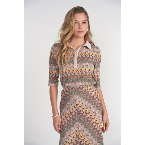 Crochet Polo Top Chevron Adina LV