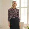 Batsheva V Neck Tee Black Floral