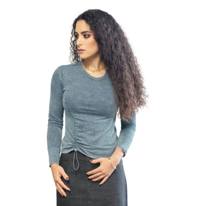 Elastic Pull Side Top Acid Wash Lt Blue