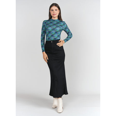 Black Mermaid Maxi Denim Skirt Adina LV